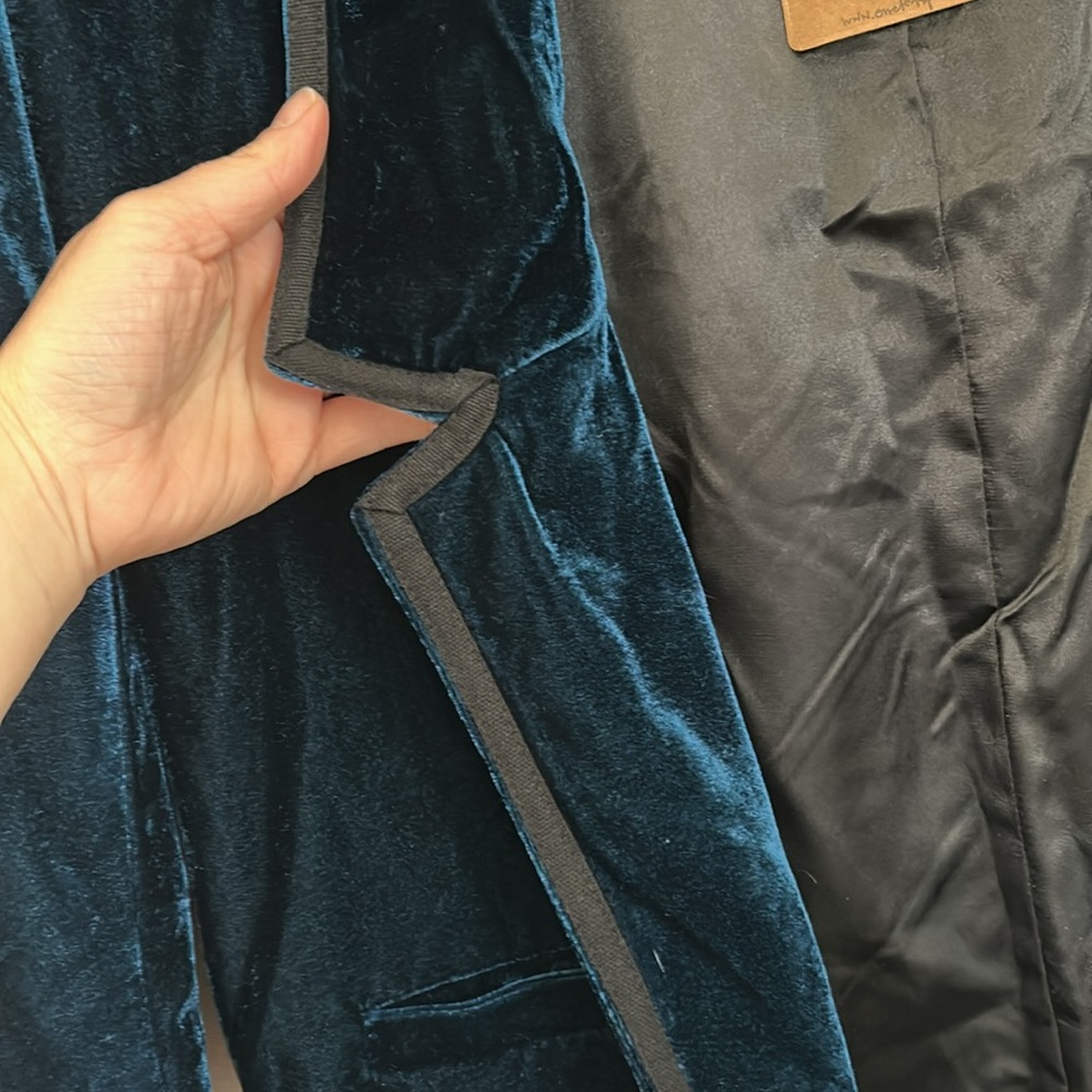NWT One Teaspoon Blue Velvet Long Line Open Front Blazer Size M - Picture 11 of 12